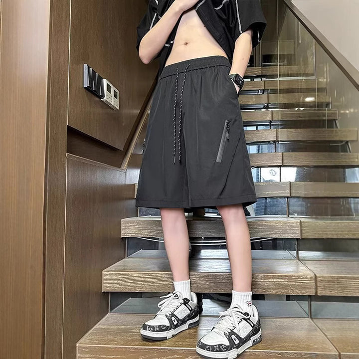 Herrer sporty shorts med elastisk talje og praktiske lynlåslommer Stilla