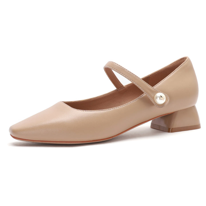 Femme Klassiske Firkantetåede Mary Jane Ballerinas med Elegant Remdetalje Stilla