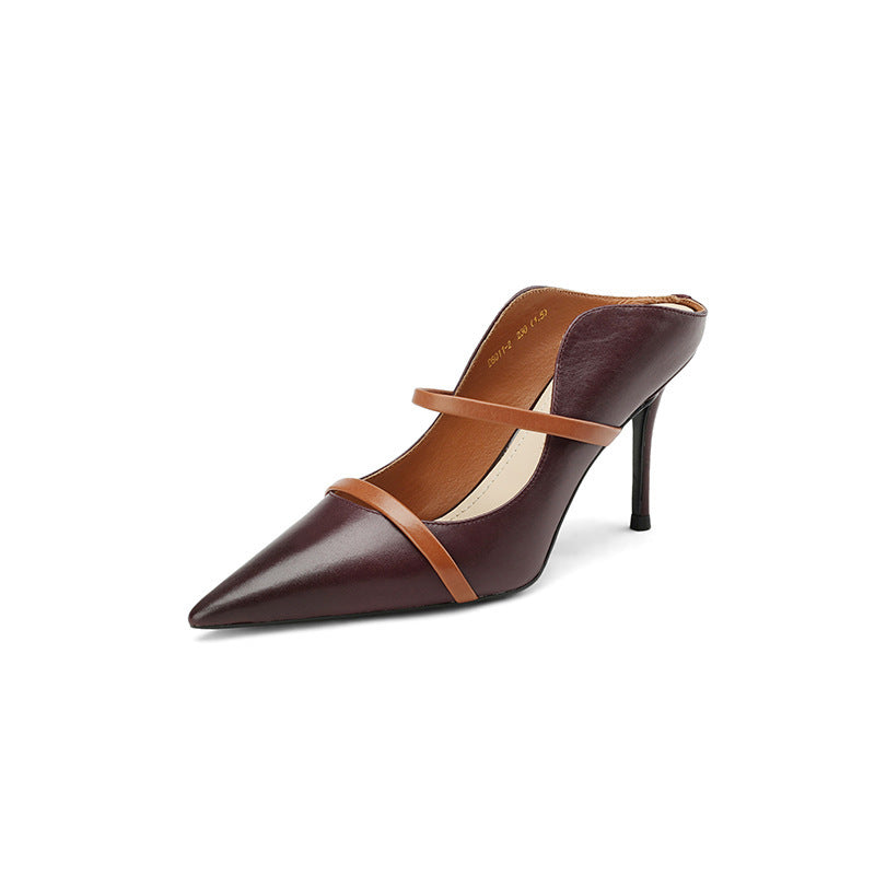 Dame elegante spids Slingback-hæle med dual-rem-design Stilla