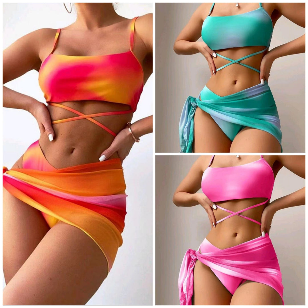 Dame Tied-Front Bikini Sæt med transparent overtræk Stilla