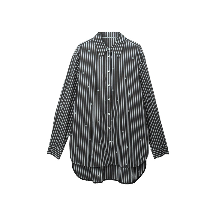 Dame Oversized Skjorte med fine striber og dekorative accenter Stilla