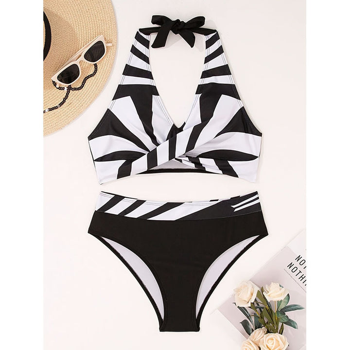 Dame Højskåret Bikini med kreativt Vikledesign Skovae