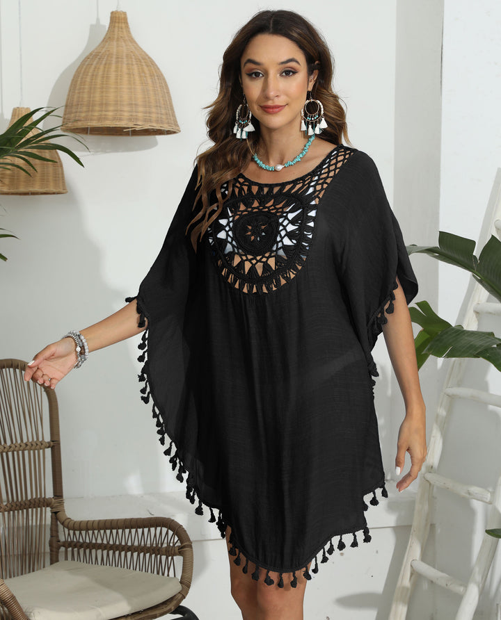 Dame Hæklet-Detalje Strand Kaftan Stilla