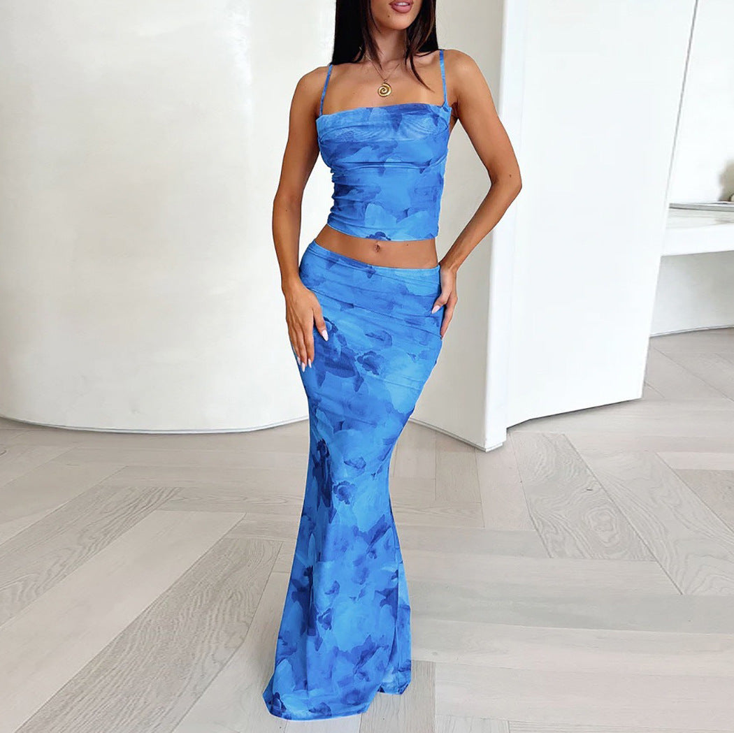 Dame Elegant cropped Top og svajende Maxi-bukser Sæt Skovae