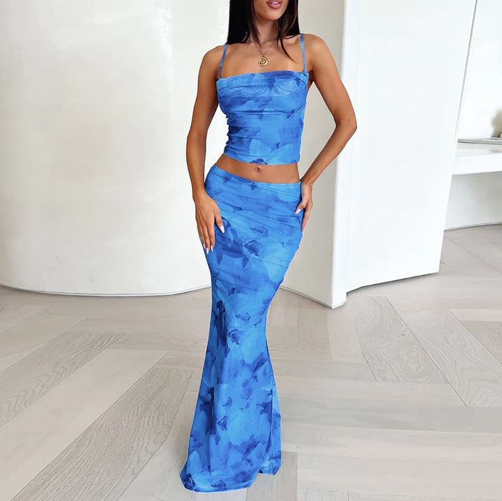 Dame Elegant cropped Top og svajende Maxi-bukser Sæt Skovae