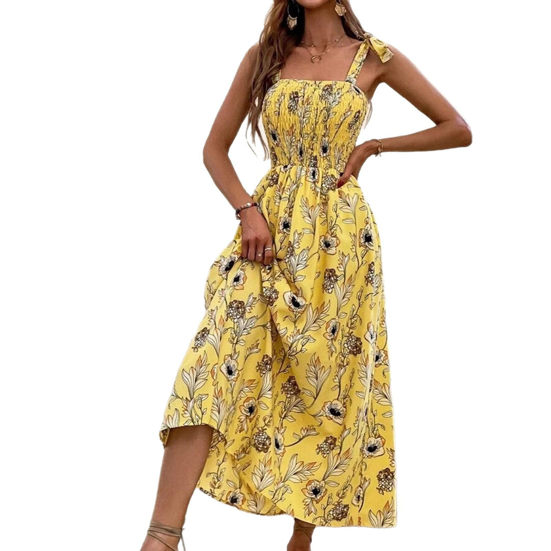 Dame Blomster Shirt Midi Kjole Stilla