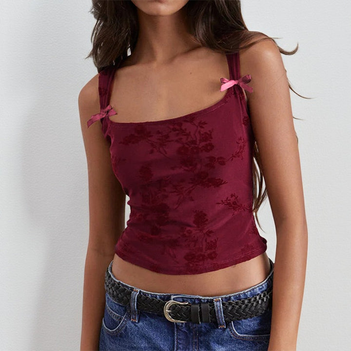 Dame Blomsterdesign Crop-Top Skovae