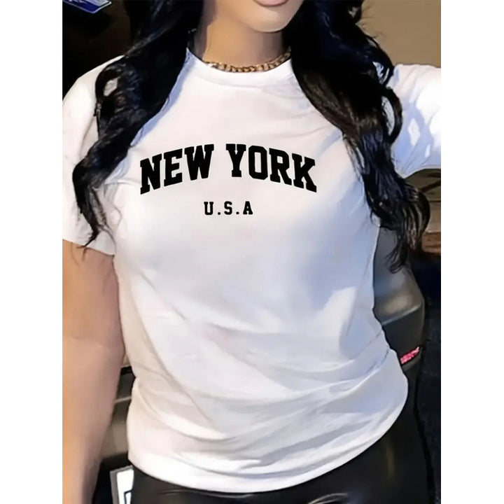 Dame T-shirt med markant New York tryk og afslappet pasform Stilla