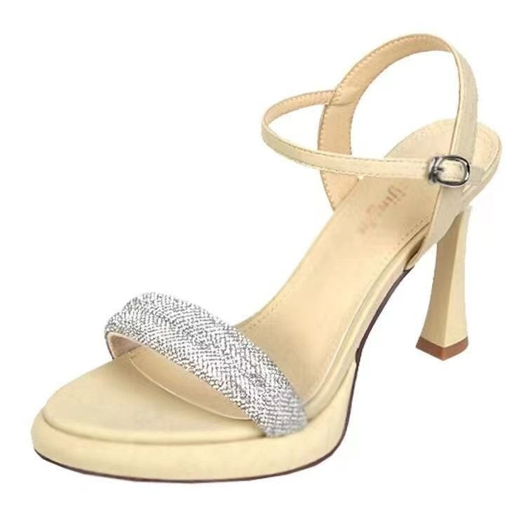 Femme Strappy Hæle med Strass Akcent Stilla