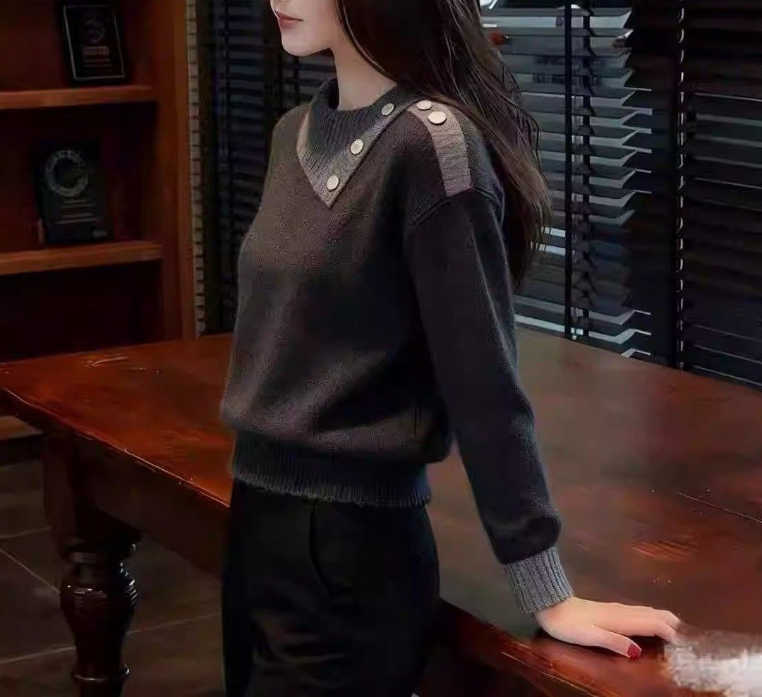 Kvinders mode piqué sweater med knapdetaljer Stilla