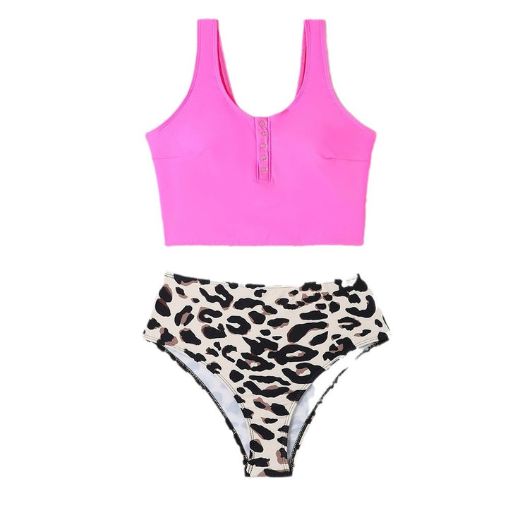 Dame Høj Talje Leopardmønster Bikini-Sæt Stilla 1750839929