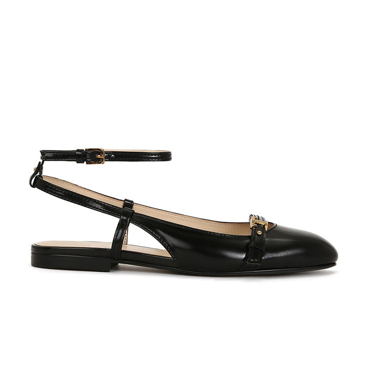 Dame Elegant Slingback Flade Sko med Dekorativ Ankelrem Stilla
