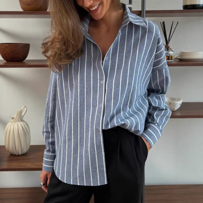 Damer casual stribet skjorte med oversized pasform Stilla