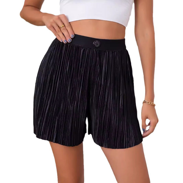 Dame Plisse-Shorts med elastisk talje og knapdetalje Stilla