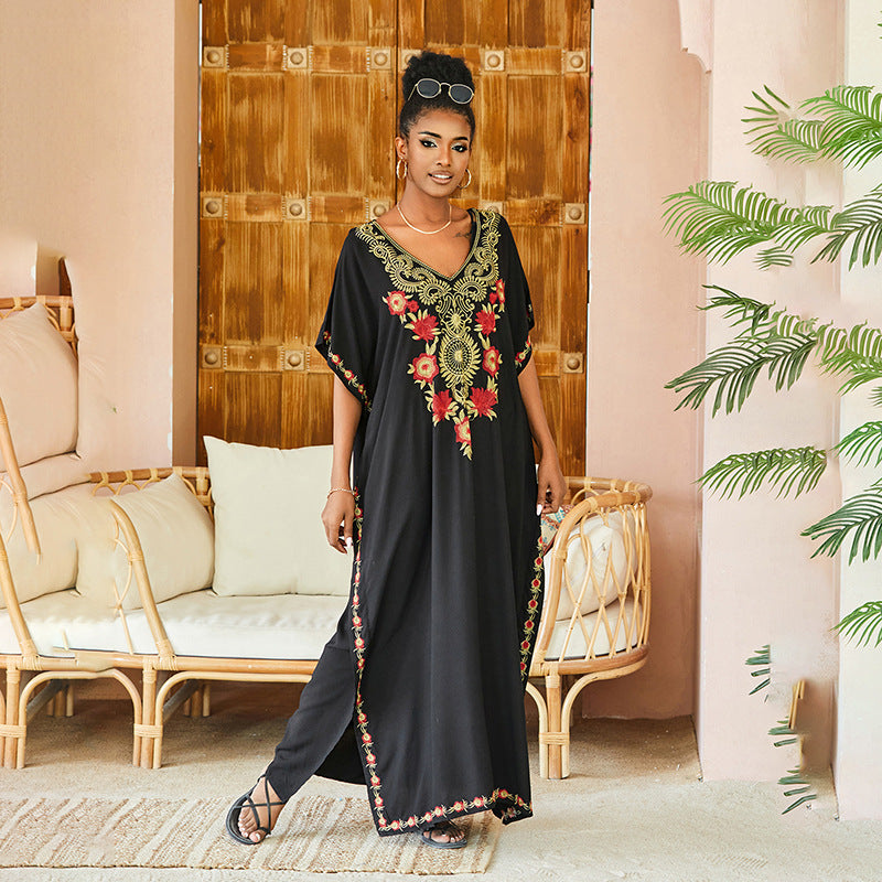 Dame Kaftan med detaljeret broderet applikation Stilla