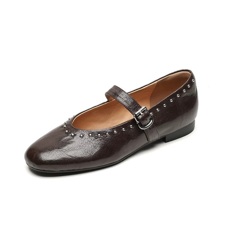 Dame Mary Jane Ballerinas med elegant rem og glitrende nitter Stilla