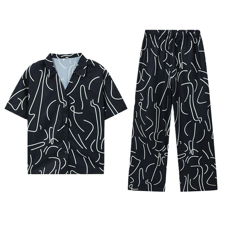 Dame Relaxed Fit Pyjamasæt med abstrakt mønster Stilla