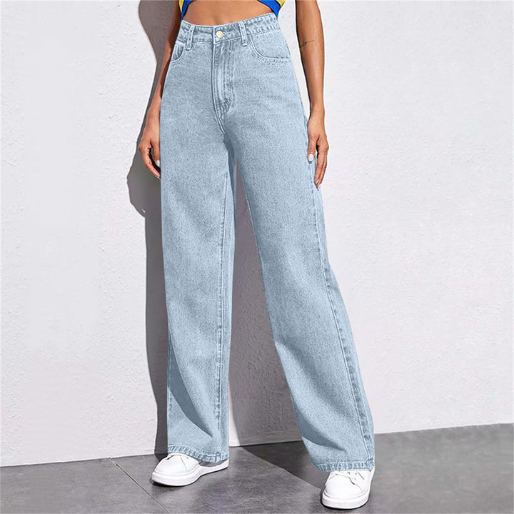 Dame brede jeans med høj talje og moderne snit Stilla