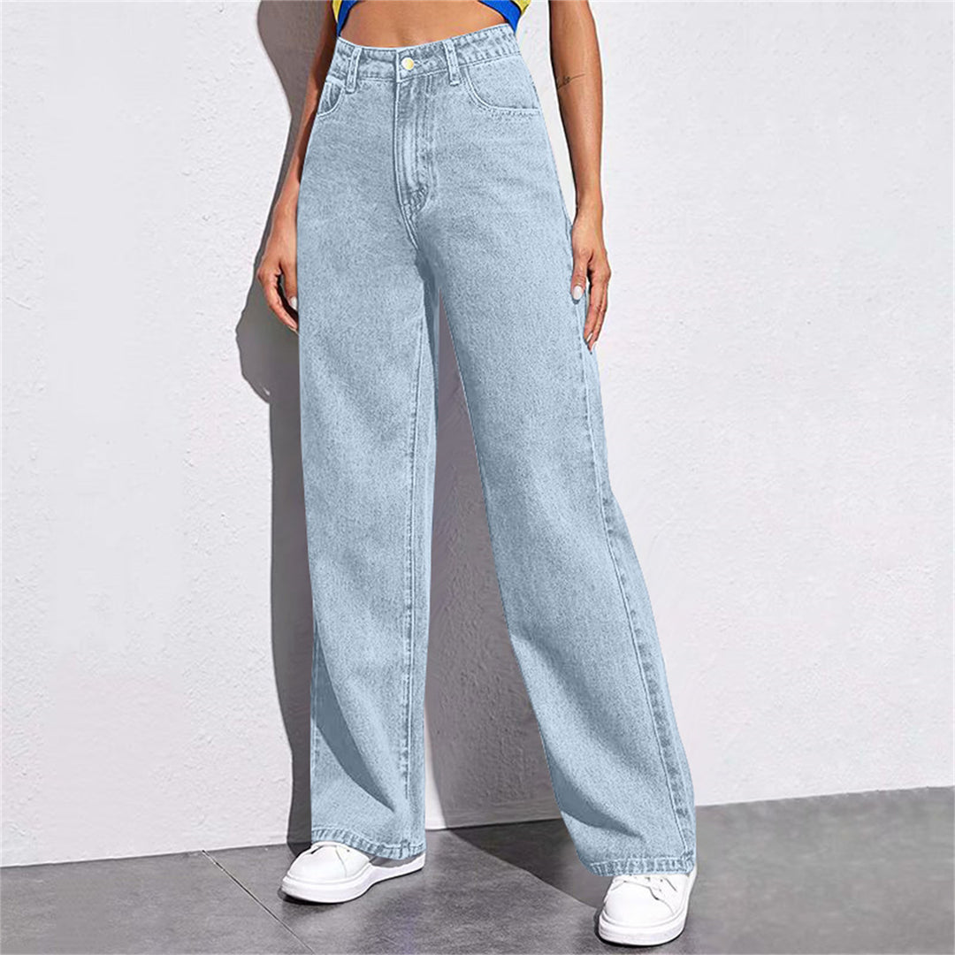 Dame Bred High-Waist Jeans i afslappet snit med elegante detaljer Skovae
