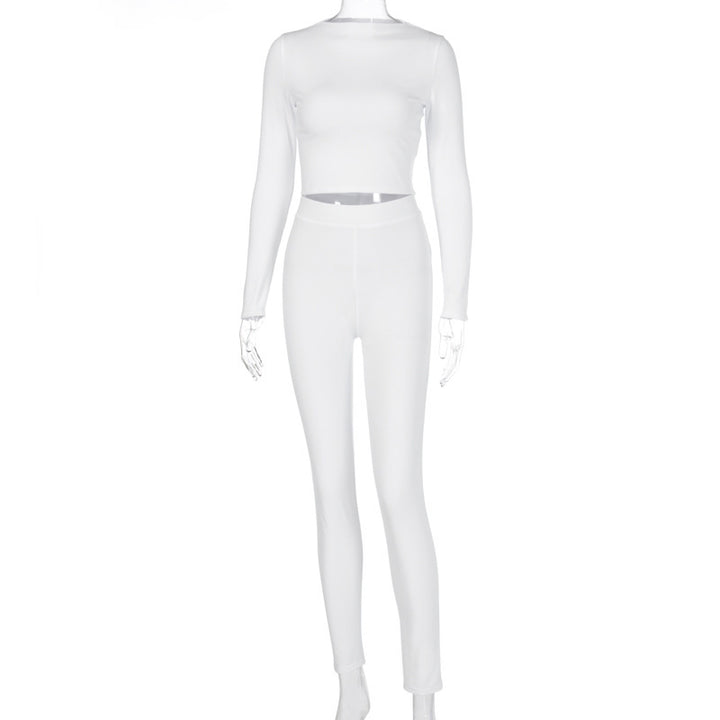 Dame Sporty sæt med tætsiddende, langærmet top og høj talje leggings Stilla