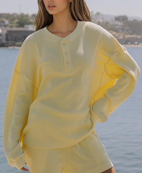 Kvinders afslappede langærmede skjorte sweater med knappedetaljer Stilla
