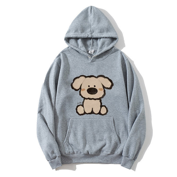Dame hætte sweatshirt med sødt hundedesign Skovae