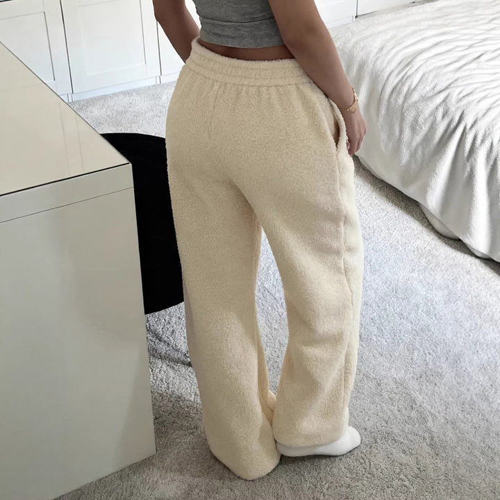 Damer Fuzzy Joggingbukser med elastisk linning og sidelommer Skovae
