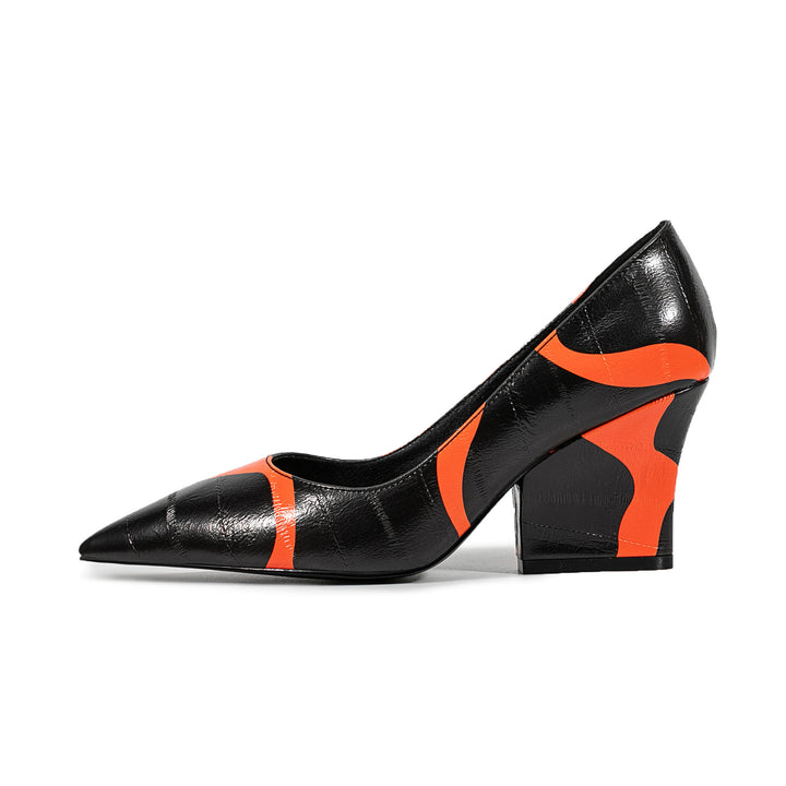 Dame Spids Tå Wedge-Pumps med moderne geometrisk design Stilla