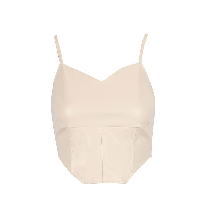Dame cropped top med elegant V-udskæring og figursygt fit Skovae