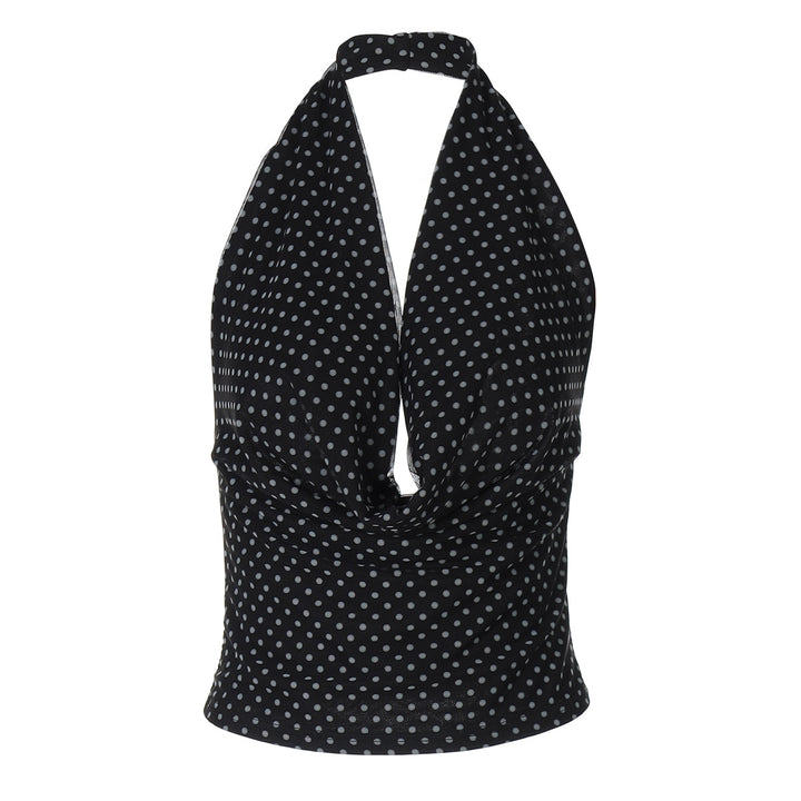 Dame indpakningsbluse med polka-dot design og elegant V-udskæring Stilla
