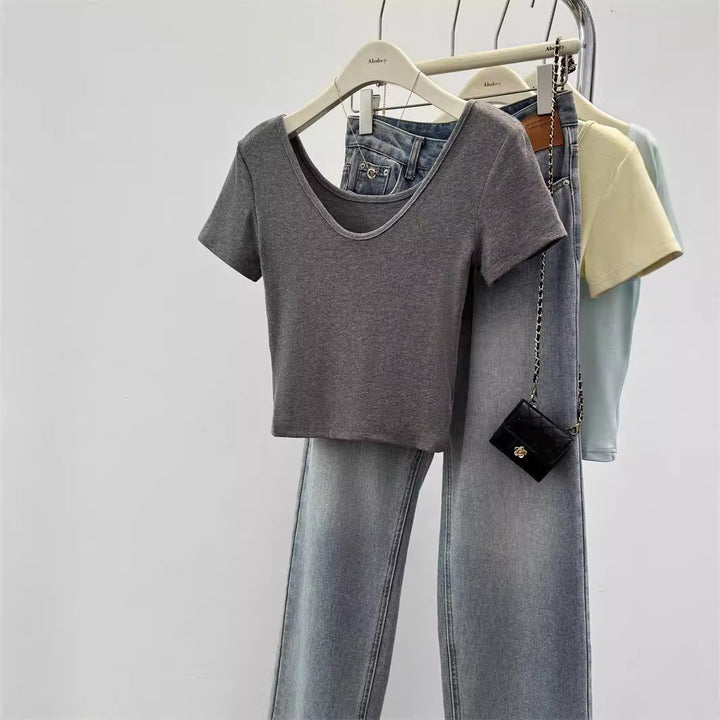Femme Kortærmet Cropped T-Shirt Stilla