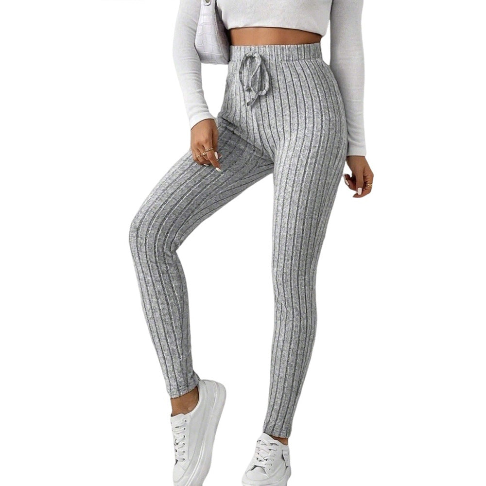 Kvinders leggings med fint ribbet mønster og elastisk talje Stilla