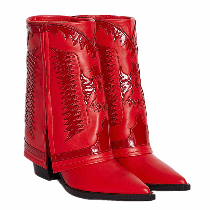 Femme Cowgirl-stil ankelstøvler med broderede detaljer Stilla