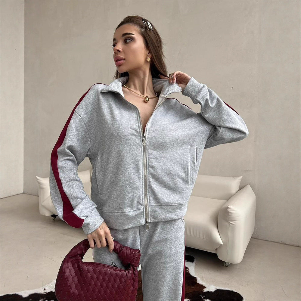 Kvindernes sporty loungewear sæt med moderne lynlås Skovae