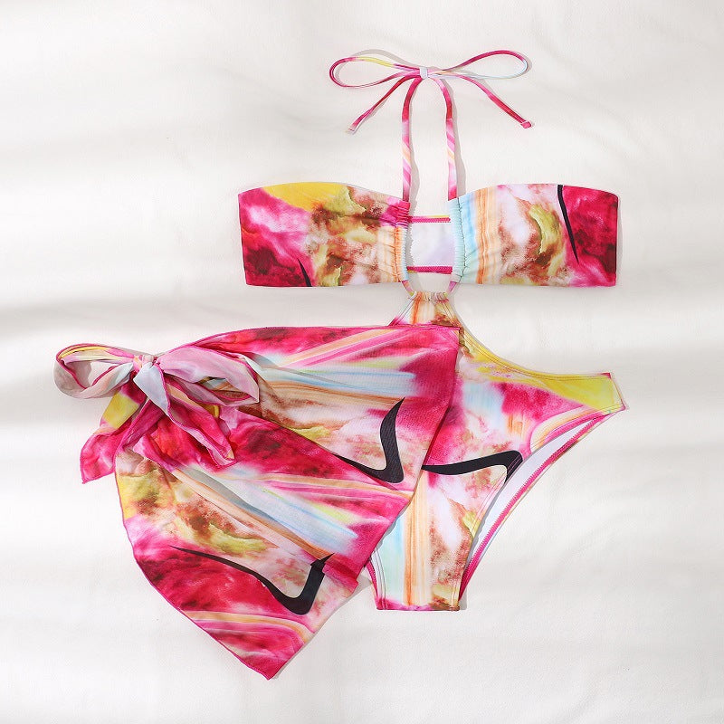 Dame bandeau-bikini-sæt med moderne indpakningsklud Stilla