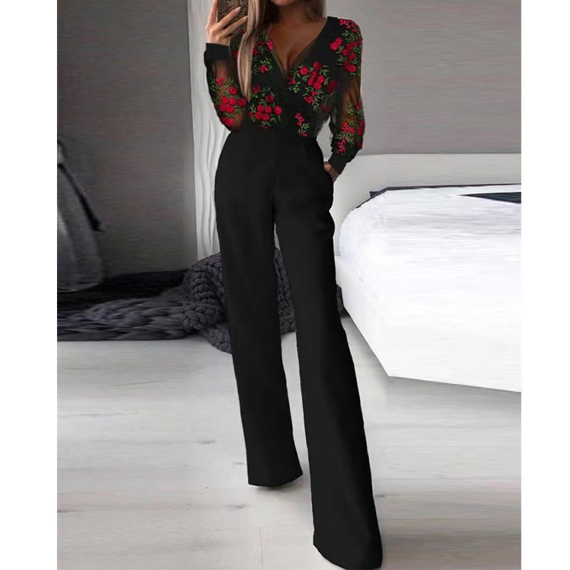 Dame Elegant og romantisk jumpsuit med florale spidsdetaljer Stilla