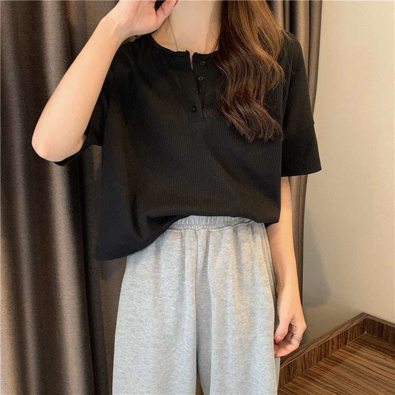 Femme Casual Knap-Op Ribtop Stilla