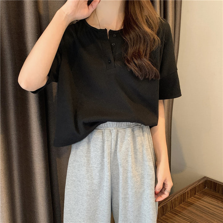 Femme Casual Knap-Op Ribtop Stilla