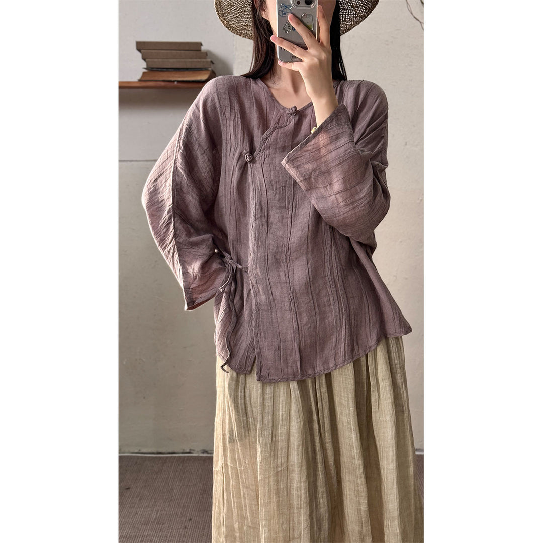 Femme Tekstureret Casual Knap-Top Stilla