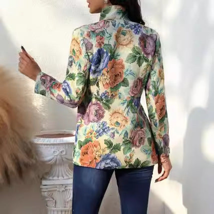 Dame blazer med blomsterdesign og taljeret snit Stilla