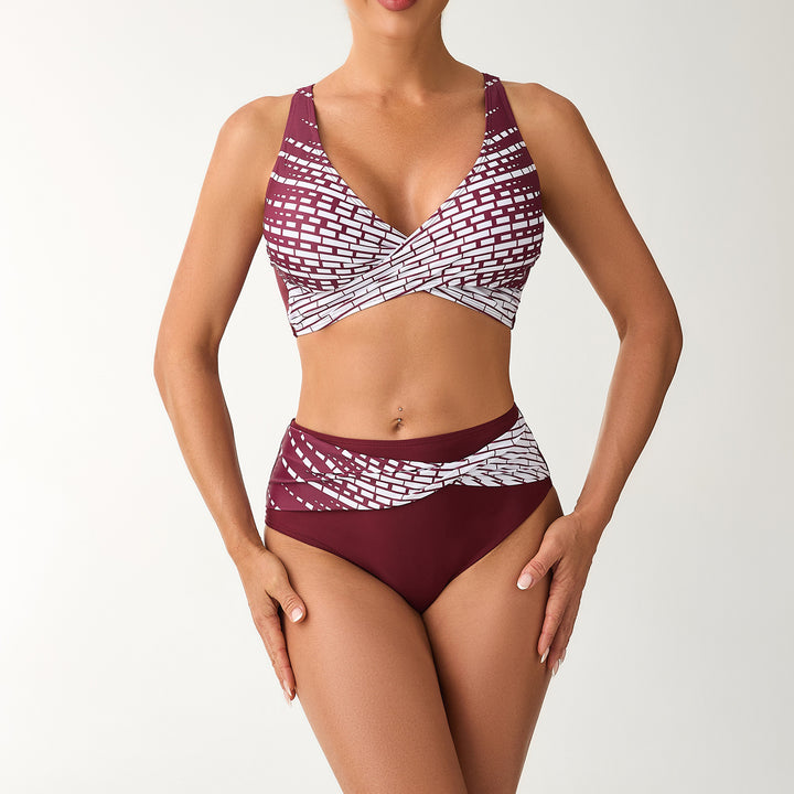 Dame bikini sæt med raffinerede indviklede detaljer og høj trusse Stilla