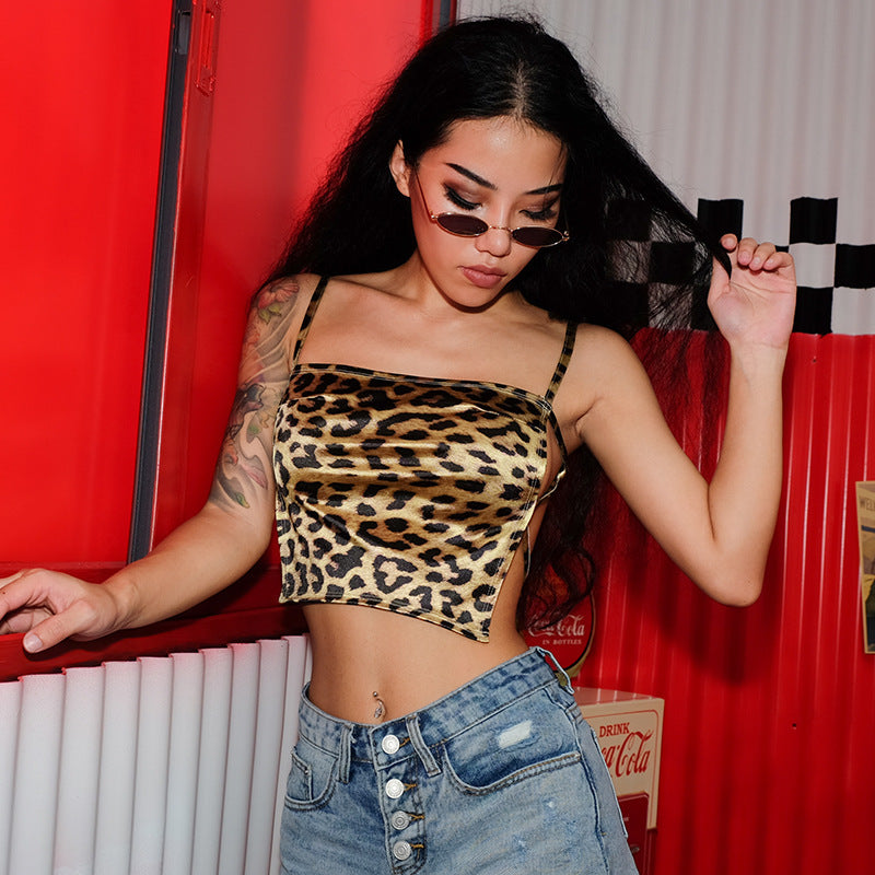 Dame Cropped Tiertryks Tanktop Stilla