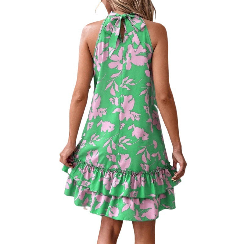 Kvinders sommerkjole med legende ruffle design og blomster mønster Stilla