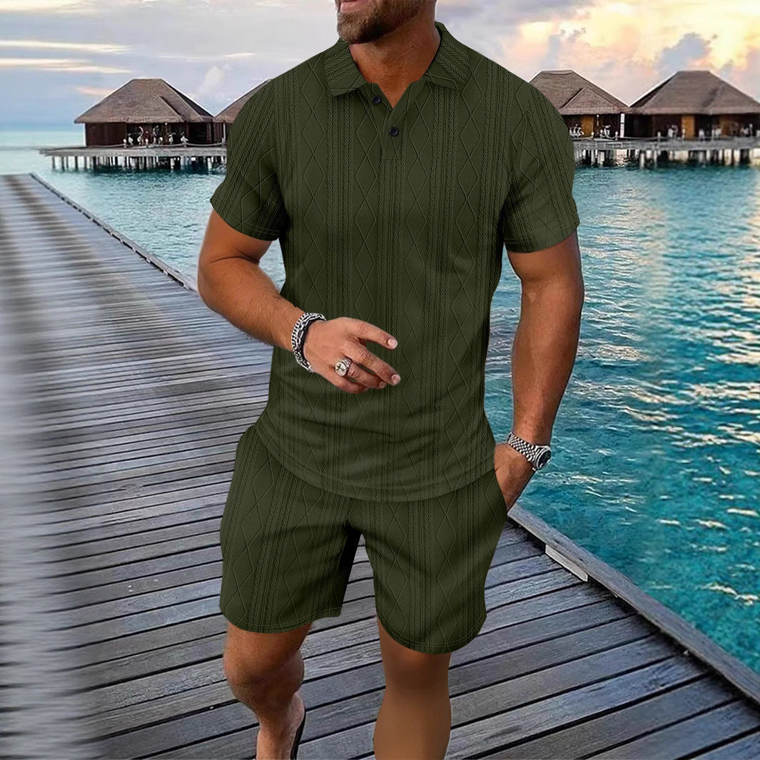 Herre Poloshirt med struktureret design og kort shorts Stilla