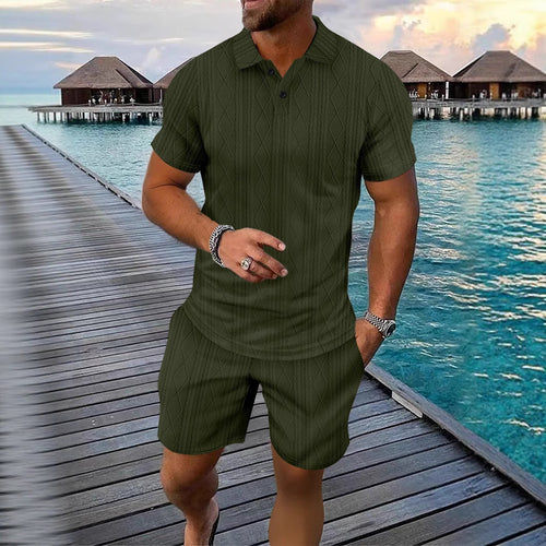 Herre Poloshirt med struktureret design og kort shorts Stilla