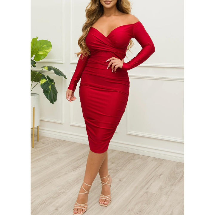 Dame Off-Shoulder Ruffleskjole Bodycon Stilla