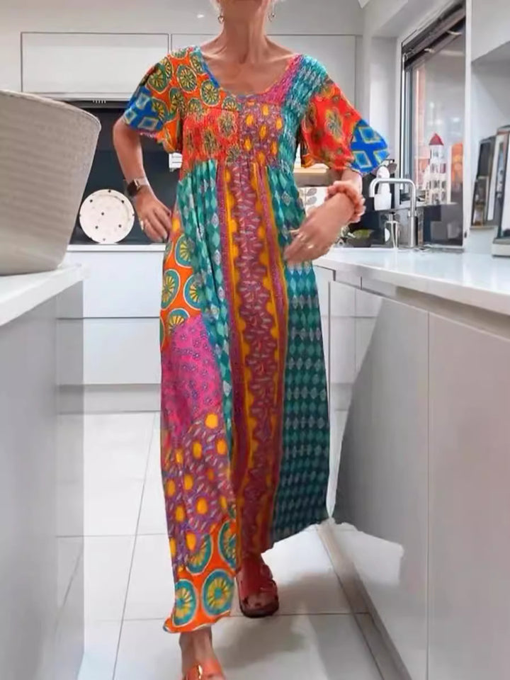 Dame Boho Maxikjole med elegante mønstre og løs pasform Stilla