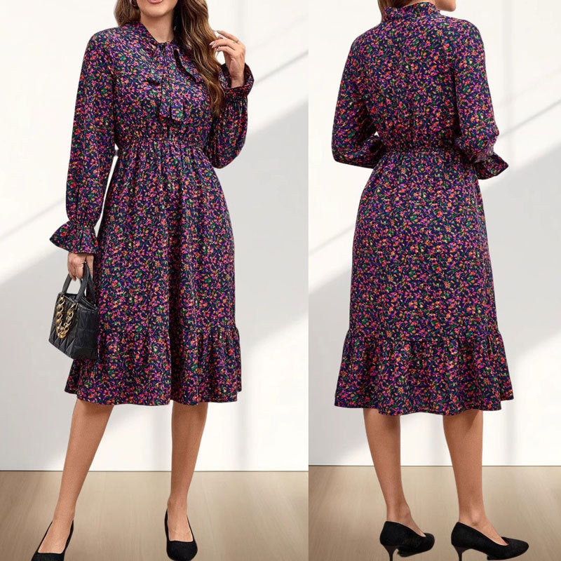 Dame Vintage Floral Midi Kjole Stilla