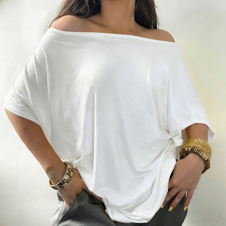 Dame afslappet oversized T-shirt i blødt jersey Skovae