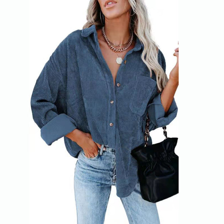 Dame Cord-Skjorte i afslappet oversized-snit Stilla